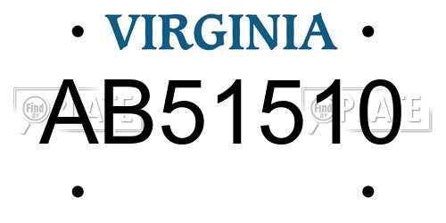 AB51510 Virginia License Plate