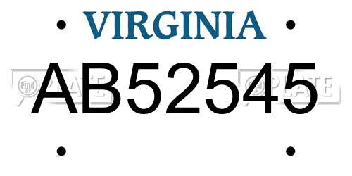 AB52545 Virginia License Plate