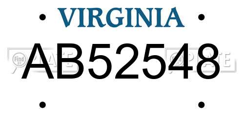AB52548 Virginia License Plate