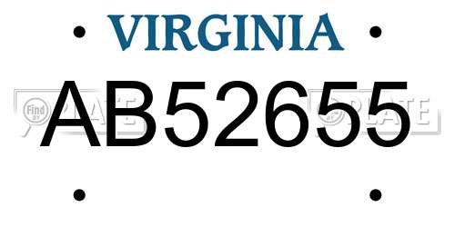 AB52655 Virginia License Plate