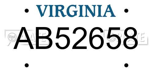 AB52658 Virginia License Plate