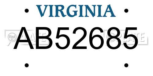 AB52685 Virginia License Plate