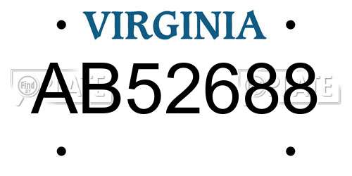 AB52688 Virginia License Plate