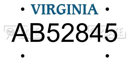 AB52845 Virginia License Plate