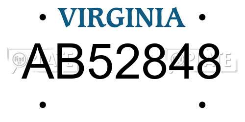AB52848 Virginia License Plate