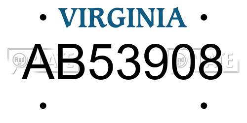 AB53908 Virginia License Plate