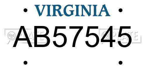 AB57545 Virginia License Plate