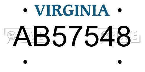 AB57548 Virginia License Plate