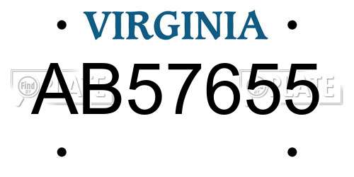 AB57655 Virginia License Plate