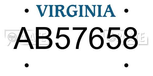 AB57658 Virginia License Plate