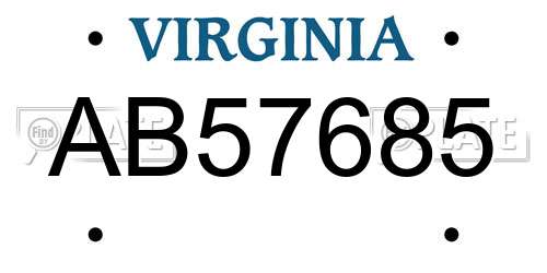 AB57685 Virginia License Plate