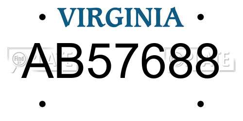 AB57688 Virginia License Plate