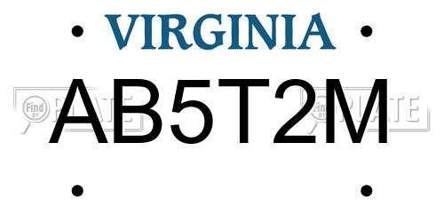 AB5T2M Virginia License Plate