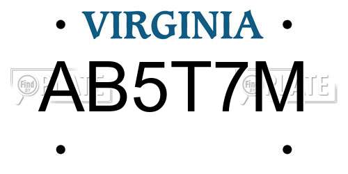 AB5T7M Virginia License Plate
