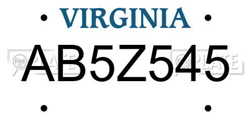 AB5Z545 Virginia License Plate