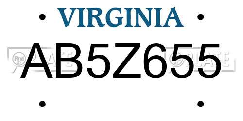 AB5Z655 Virginia License Plate
