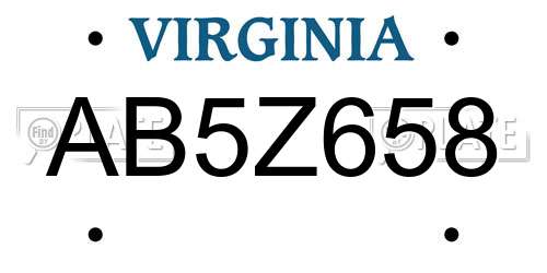 AB5Z658 Virginia License Plate