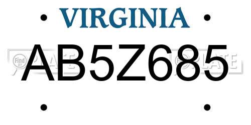 AB5Z685 Virginia License Plate