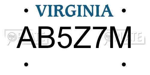 AB5Z7M Virginia License Plate