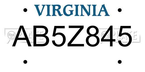 AB5Z845 Virginia License Plate