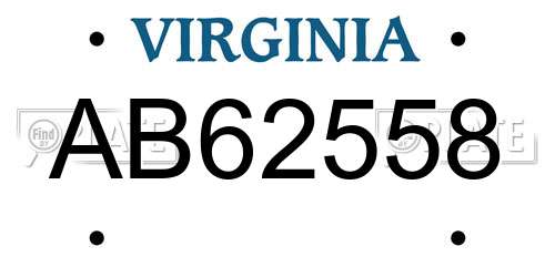 AB62558 Virginia License Plate
