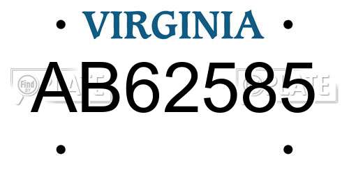 AB62585 Virginia License Plate