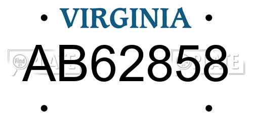 AB62858 Virginia License Plate