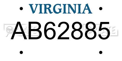 AB62885 Virginia License Plate