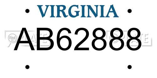AB62888 Virginia License Plate
