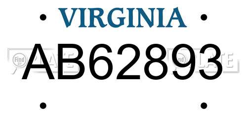 AB62893 Virginia License Plate
