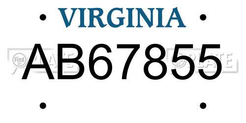 AB67855 Virginia License Plate