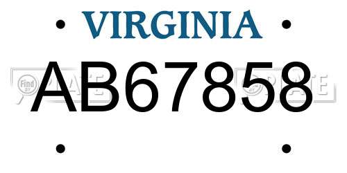 AB67858 Virginia License Plate