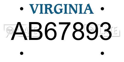 AB67893 Virginia License Plate