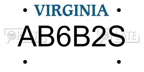 AB6B2S Virginia License Plate