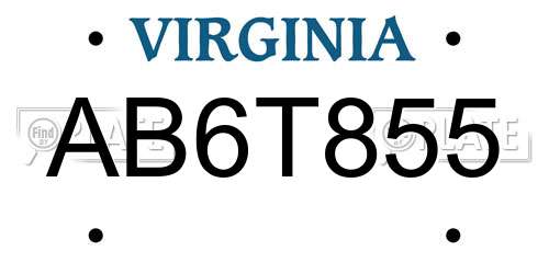 AB6T855 Virginia License Plate