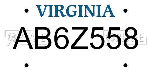 AB6Z558 Virginia License Plate