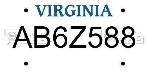 AB6Z588 Virginia License Plate