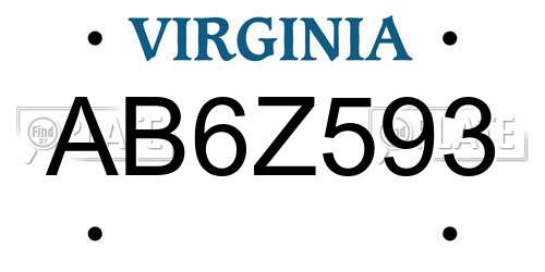 AB6Z593 Virginia License Plate
