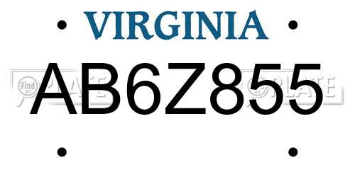 AB6Z855 Virginia License Plate
