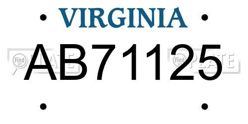 AB71125 Virginia License Plate