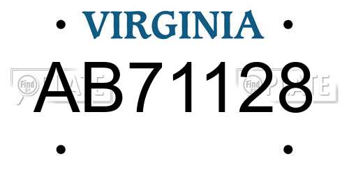 AB71128 Virginia License Plate