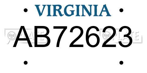 AB72623 Virginia License Plate