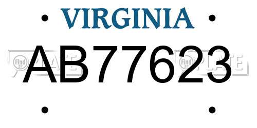 AB77623 Virginia License Plate