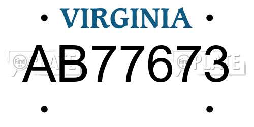 AB77673 Virginia License Plate