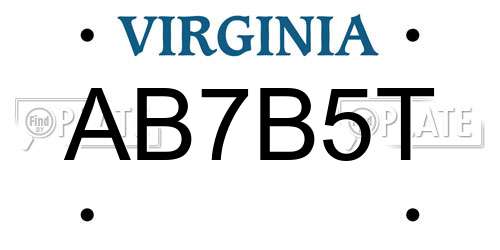 AB7B5T Virginia License Plate