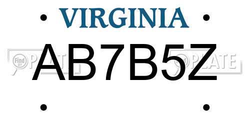 AB7B5Z Virginia License Plate
