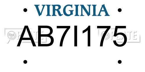 AB7I175 Virginia License Plate