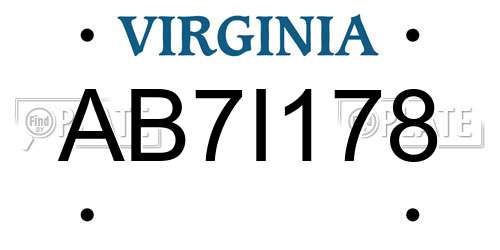 AB7I178 Virginia License Plate