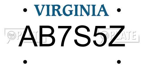 AB7S5Z Virginia License Plate