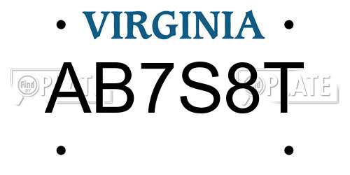 AB7S8T Virginia License Plate